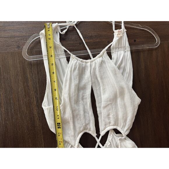 Cutout Dress Womens Medium White Maxi Resort Halter Open Waist Back Boho - Picture 4 of 9